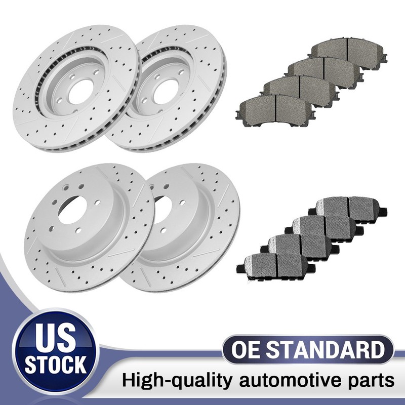 Front and Rear Disc Brake Rotors Pads Kit for 2016 2017 Infiniti QX50 Nissan Z