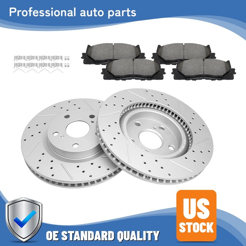 Front Drilled Disc Rotors Brake Pads Kit For 2008 2009 10-18 Avalon Camry ES350