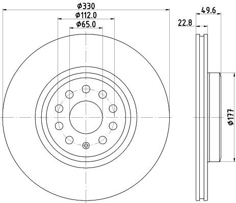 Hella Brake Disc Set Front 56271PRO 330mm x 22.8mm 05/10 x 112mm For VW ID.3 OEM gallery
