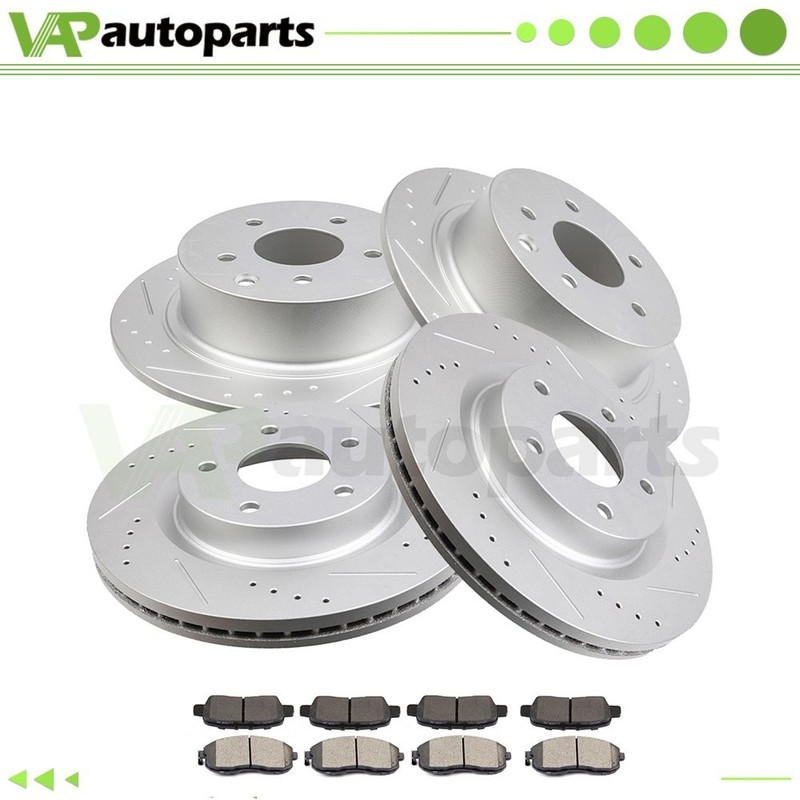 Brake Pads And Rotors Discs Front + Rear For Nissan Altima 2007 - 2012 Drilled