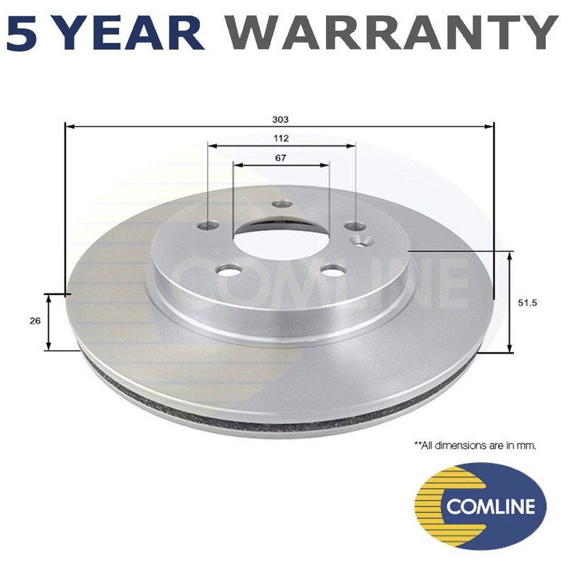Comline Front Brake Disc Fits Mercedes M-Class 1998-2005 + Other Models #1