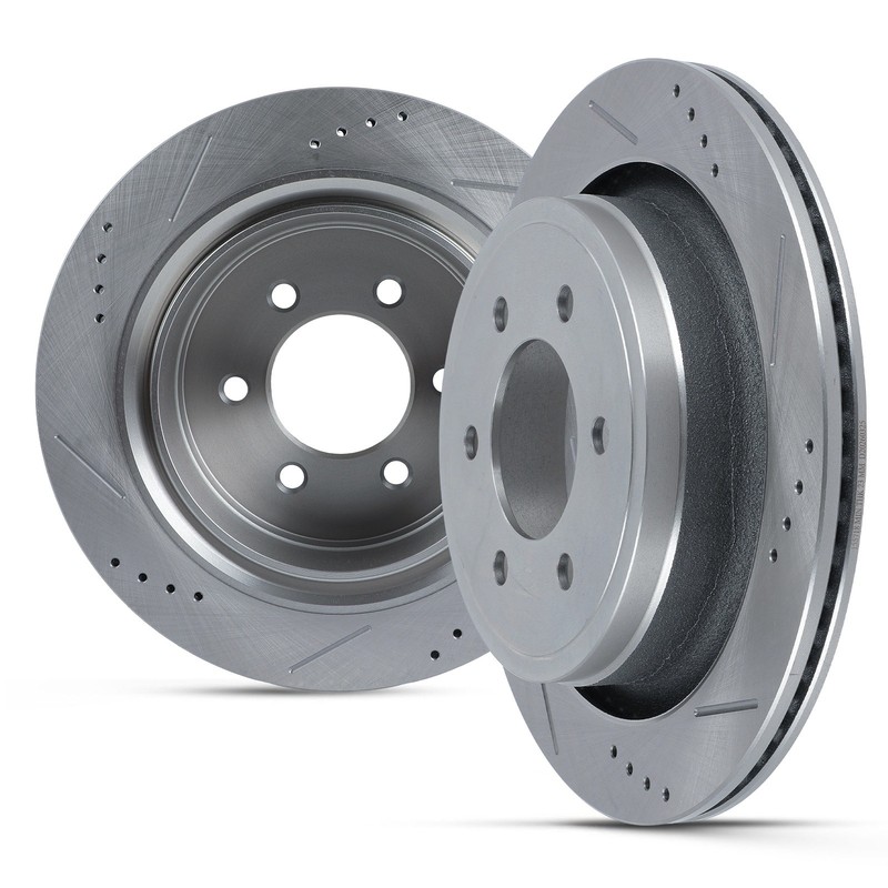 Rear 2X Brake Rotors Fits Ford Lobo F-150 2012 2013 2014 6 Lug Slotted Drilled gallery