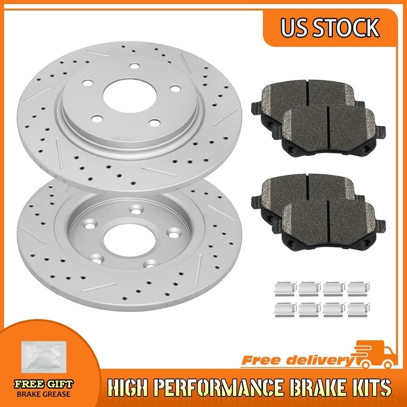 For 2008-2012 Chrysler Town & Country 12 in Rear Drilled Brake Rotor Ceramic Pad