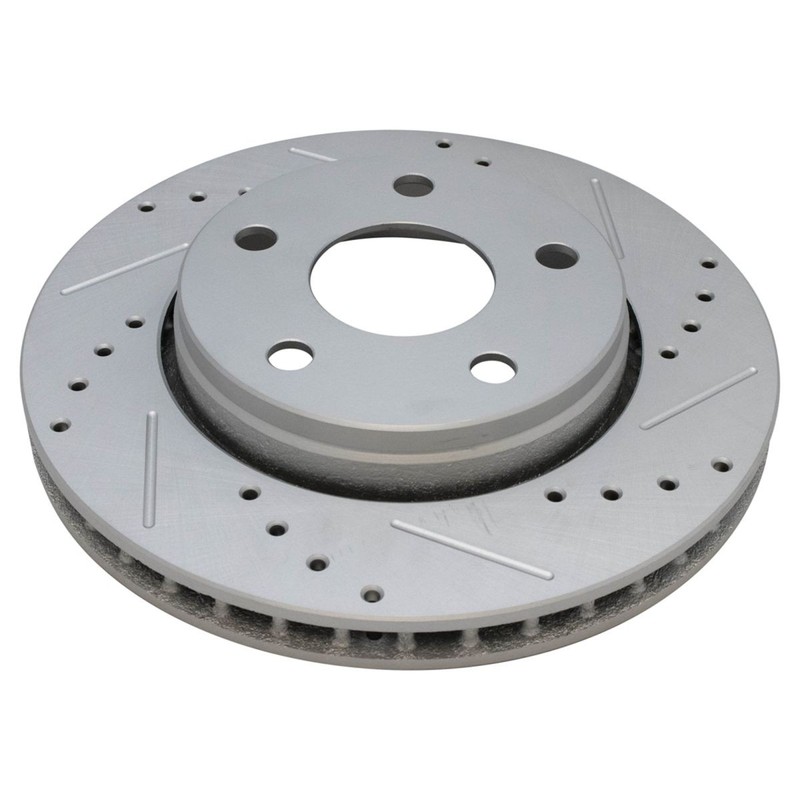 TRQ Performance Drilled Slotted Brake Rotor Posi Ceramic Pad Front Rear Kit gallery