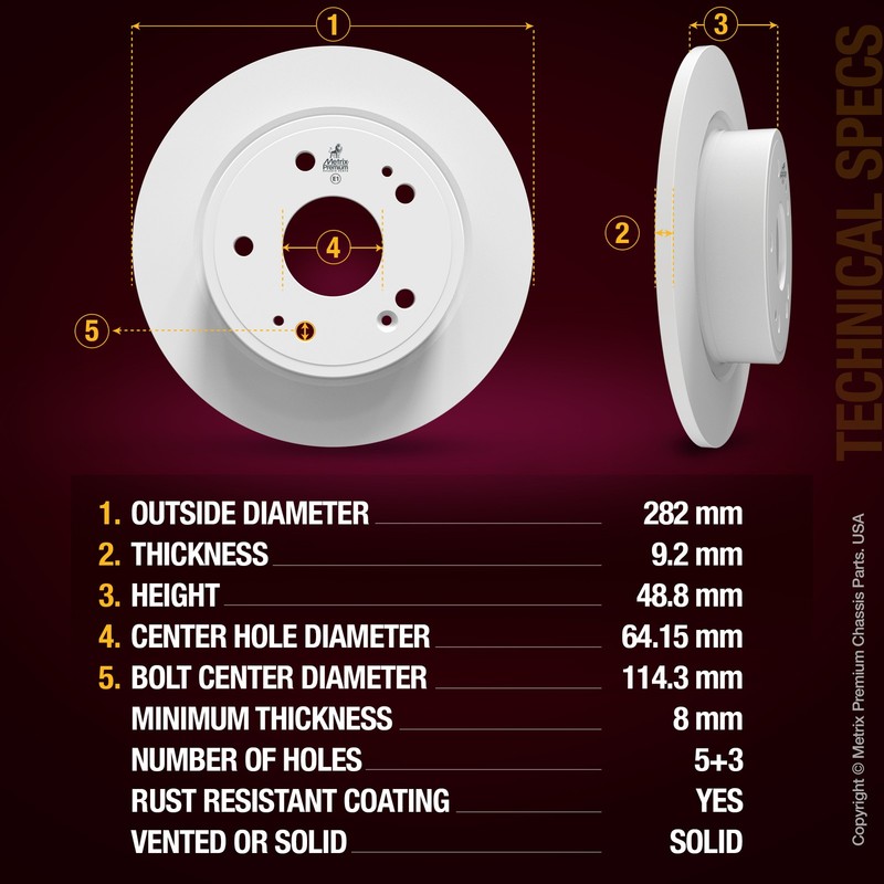 11.1 inch Rear Disc Brake Rotor for 16-22 Acura ILX 13-17 Honda Accord 15 Civic gallery