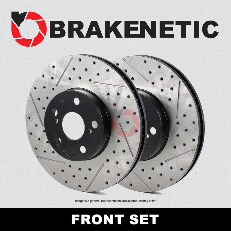 FRONT SET BRAKENETIC Premium Drilled Slotted Brake Rotors SQ7 SQ8 BNP33179.DS
