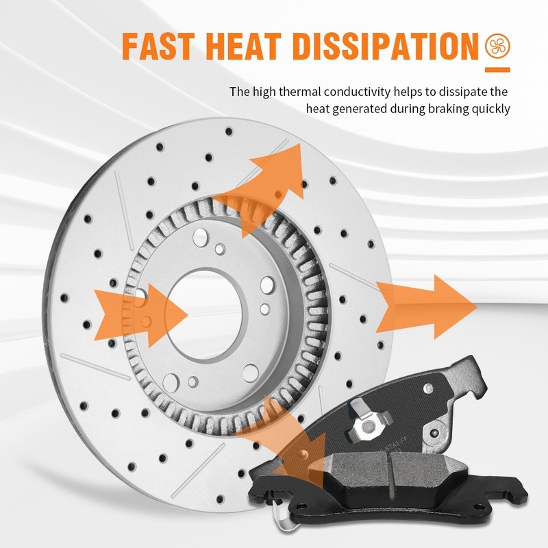 Front & Rear Drilled Brake Rotors Ceramic Pads For 2006-2010 2011 Honda Civic gallery
