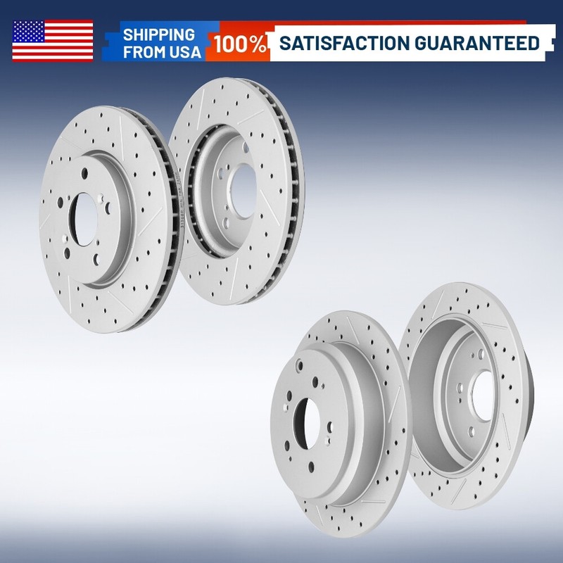 4PCS Front Rear Drilled Disc Brake Rotors for 2005 2006 – 2010 Honda Odyssey