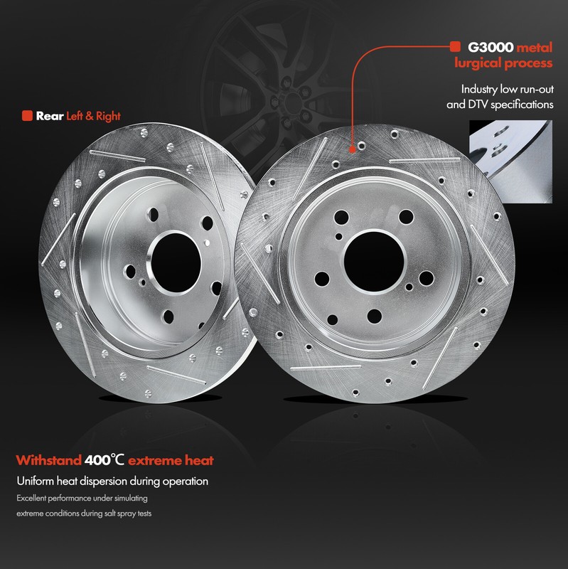 Drilled Disc Brake Rotor for Toyota RAV4 2006-2018 Lexus HS250h 10-12 281mm Rear gallery