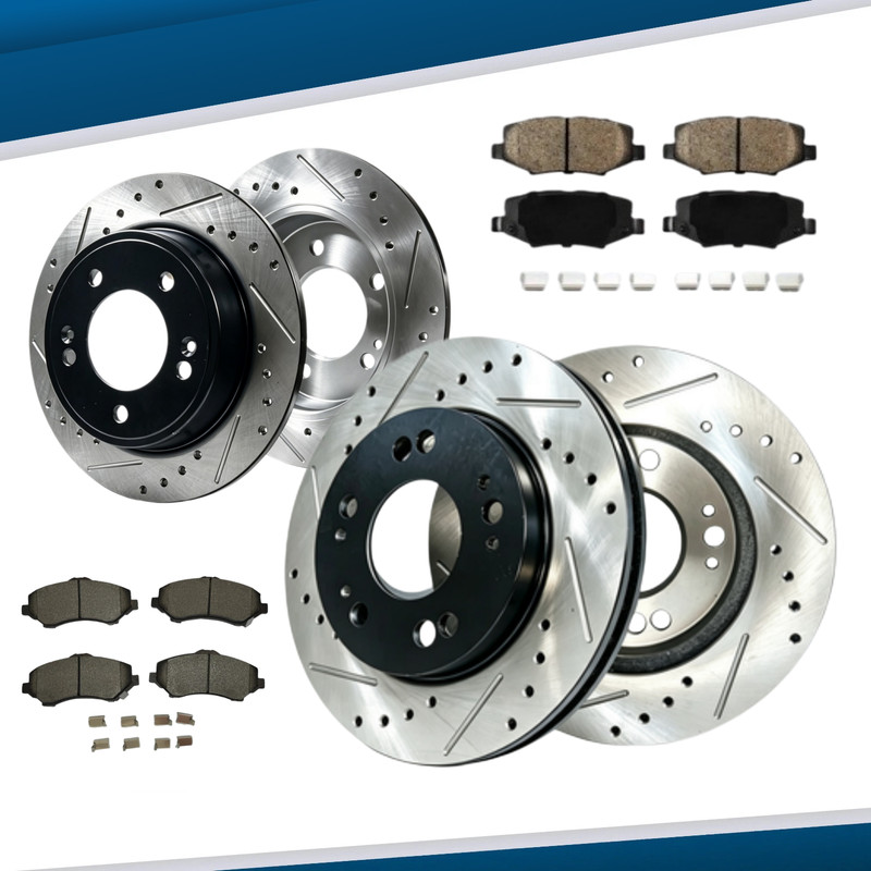 302mmFront 316mmRear Drilled+Slotted Rotors Brake Pads for Jeep Wrangler JK 2007