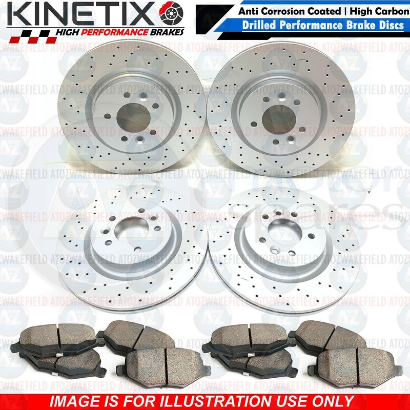 FOR BMW 325d F30 F31 FRONT REAR DRILLED BRAKE DISCS PADS WEAR WIRES 312mm 300mm