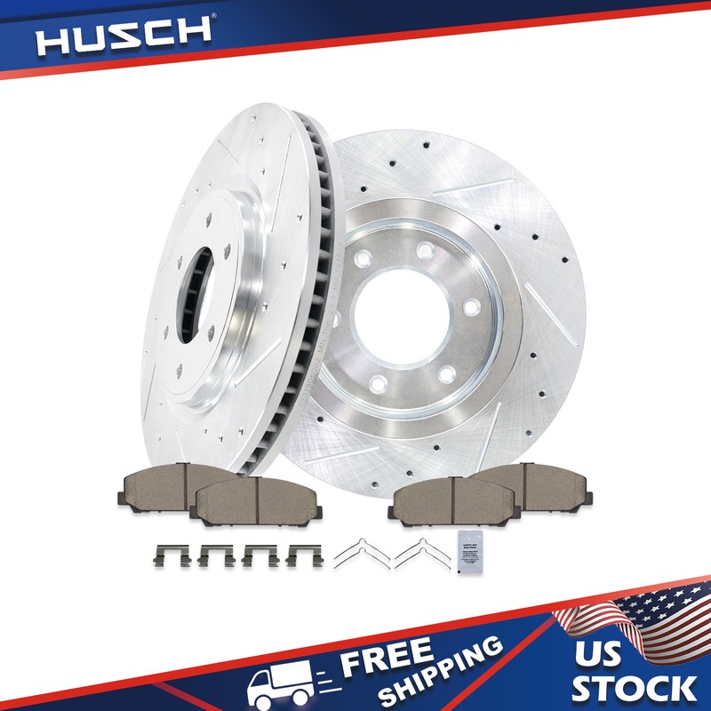 13.78″ Front Drilled Slotted Rotors + Ceramic Brake Pads FOR Nissan Armada Titan