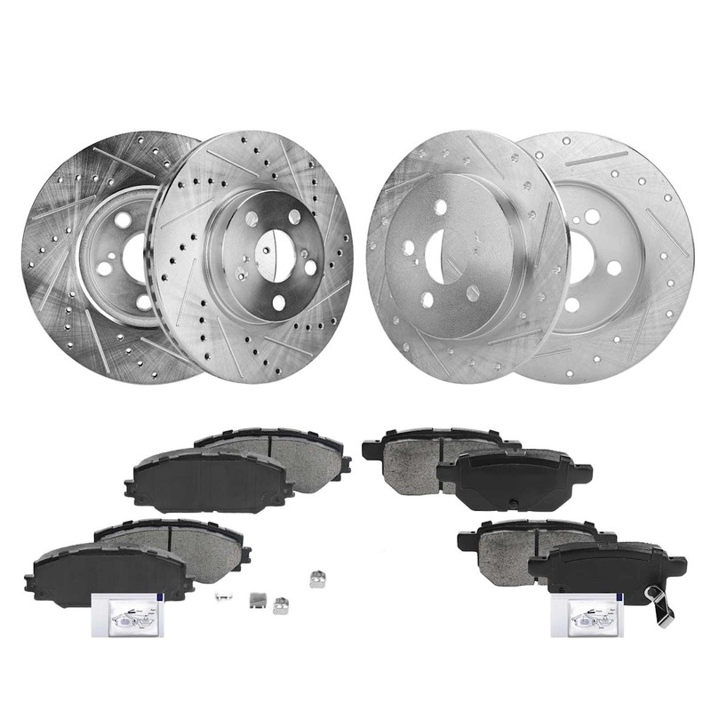 Brake Disc and Pad Kits 4-Wheel Set Front & Rear for Toyota Corolla Matrix Vibe