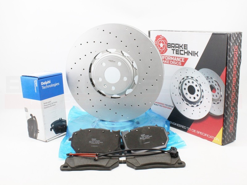 FOR AUDI RS6 19-23 PAIR FRONT BRAKE TECHNIK BRAKE DISCS BRAKE PADS 4K0615301S