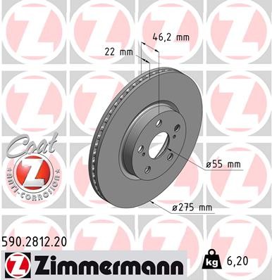 Zimmermann 590.2812.20 Brake Disc for Subaru, Toyota