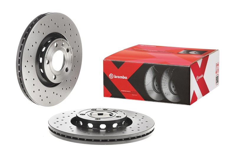 Brembo Xtra Front Left or Right Brake Disc Rotor X-Drilled For A4 A6 A8 Quattro