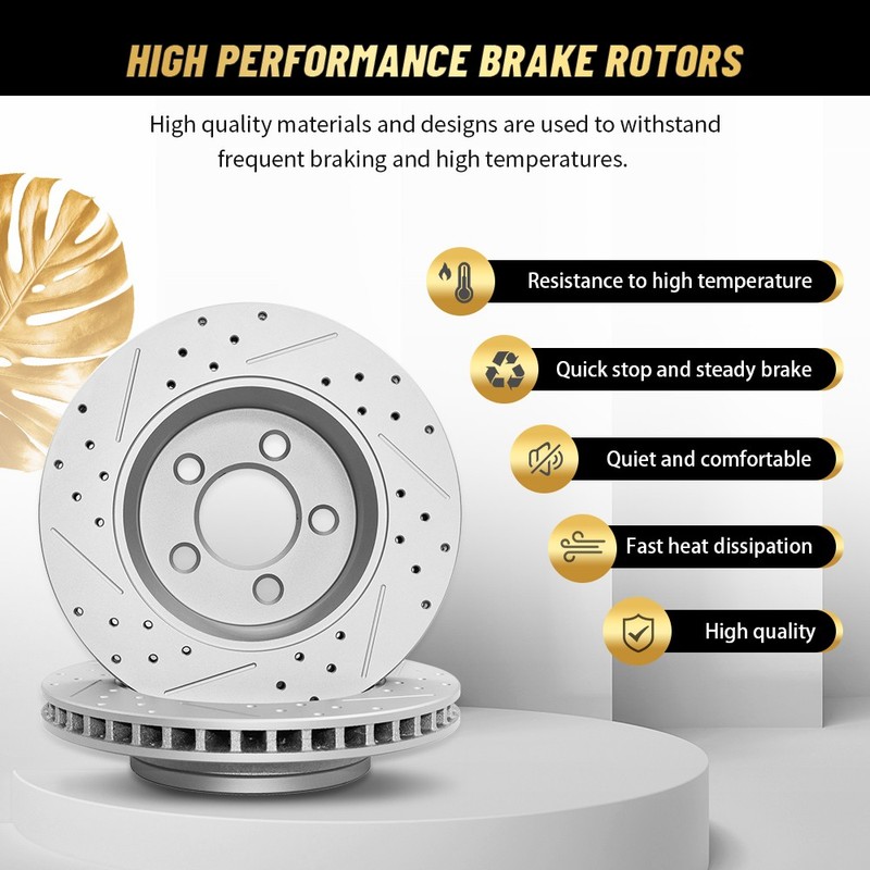 2x Front Left & Right Drilled Brake Rotors for Cadillac ATS 2013-2017 CT4 300mm gallery
