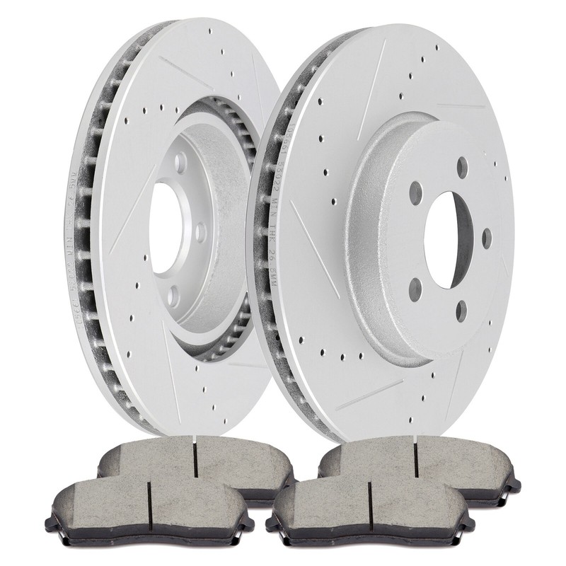 Front Brake Discs Rotors and Ceramic Pads For Dodge Challenger Vented Drilled