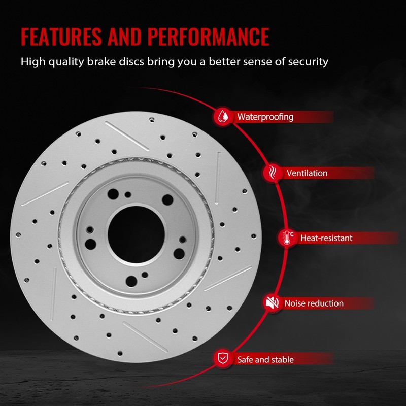 Rear Drilled Rotors and Brake Pads Set for Dodge Journey Grand Caravan VW Routan gallery