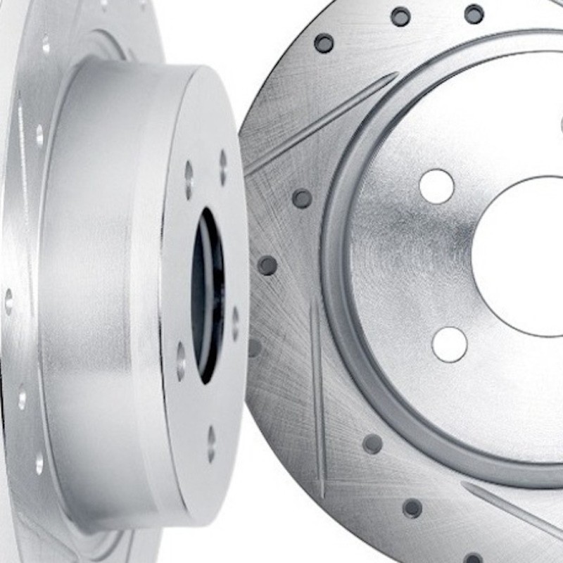 For Ford Mustang 2024-2026 Rotor Set | Silver | Drilled and Slotted Rotor Style gallery