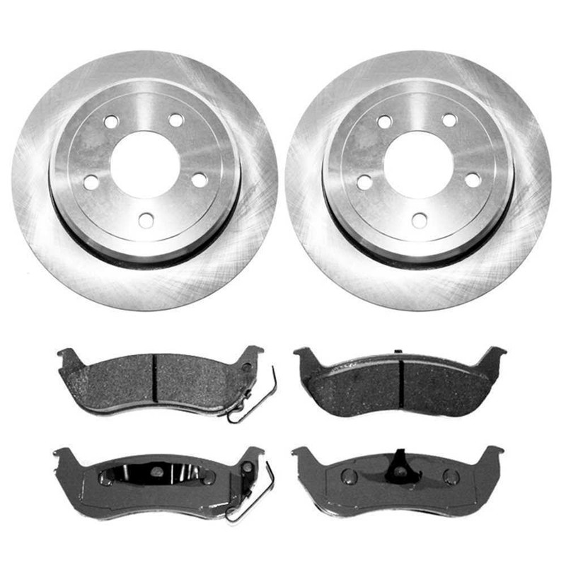 SET OF 2PC BRAKE ROTOR REAR 54105 AND 1 SET REAR PADS MD932 BLACK NEW