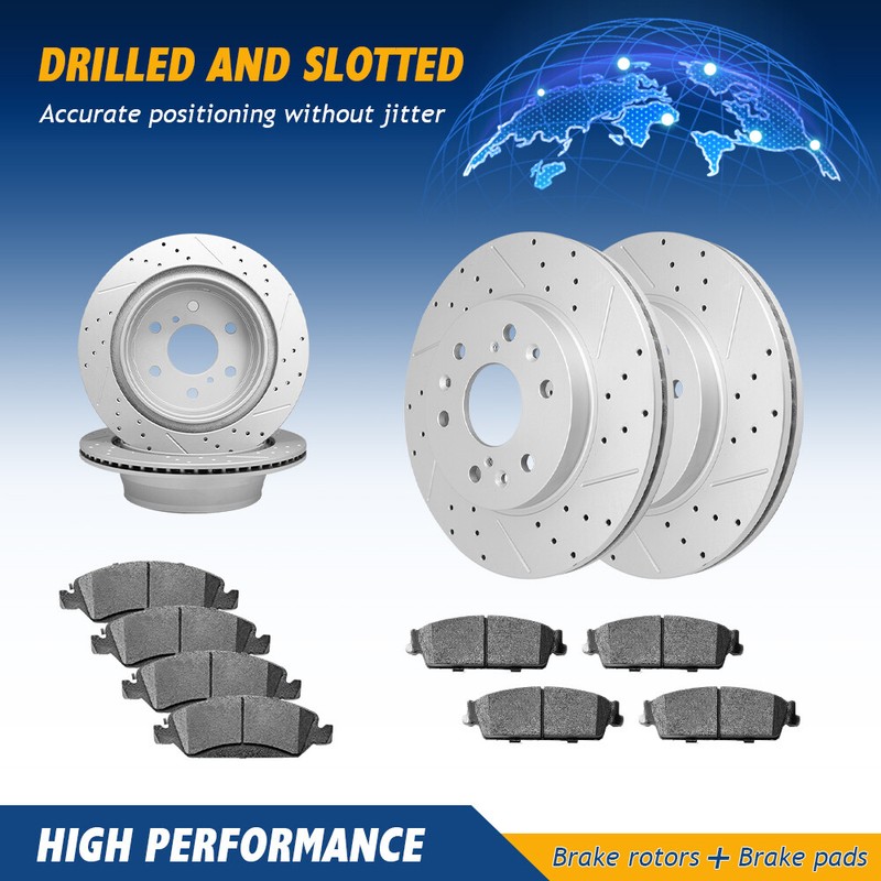Front & Rear Brake Rotors & Pads For Escalade Chevy Silverado GMC Sierra 1500