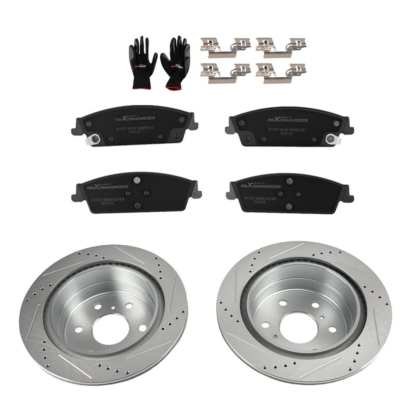 Rear Drilled Brake Rotors+Ceramic Pads for Chevrolet Silverado 1500 2014-2019
