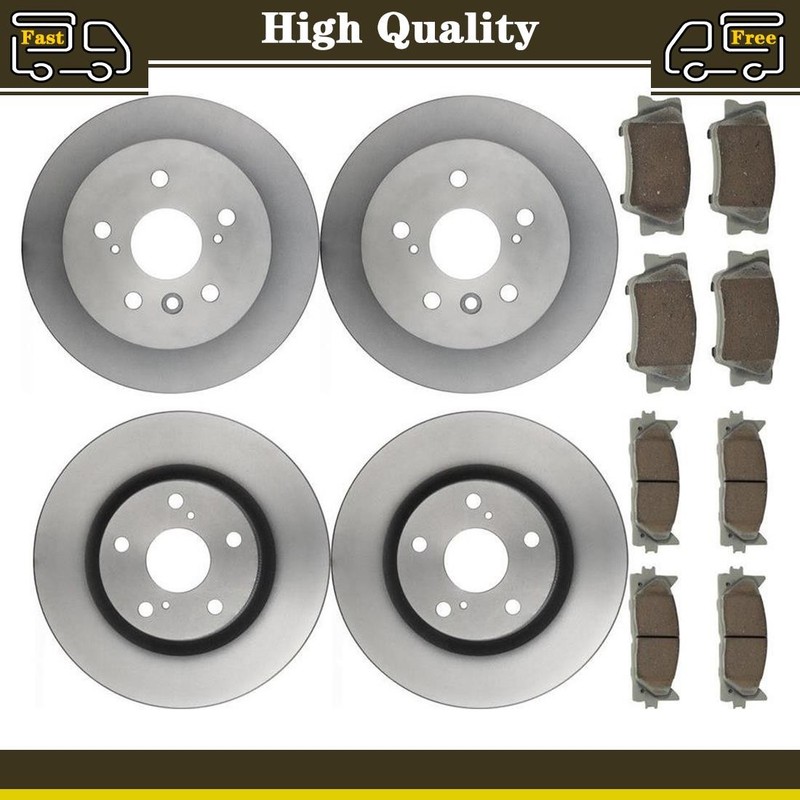 Brake Pads Rotors Set Front Rear Fits Toyota Avalon 3.5L Toyota Camry 2.5L 3.5L