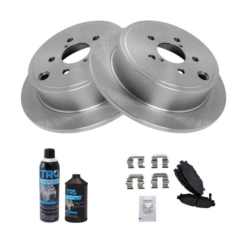 TRQ Rear Premium Posi Ceramic Brake Pad & Rotor Kit Left & Right w/Chemicals gallery