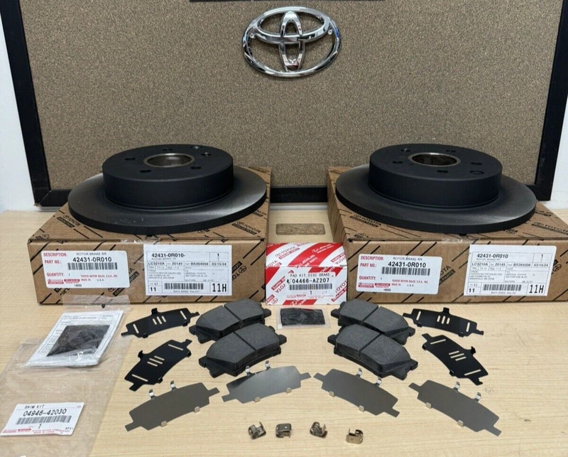 OEM 2006-2018 TOYOTA RAV4 REAR BRAKE KIT OEM ROTORS TCMC PADS AND SHIMS