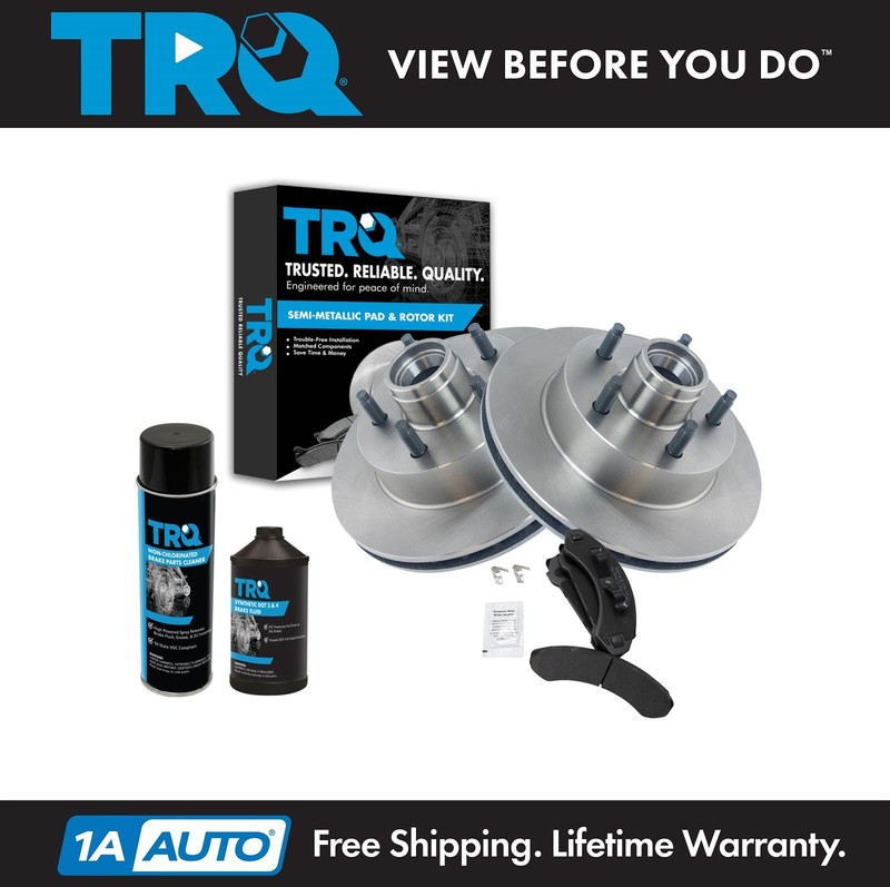 TRQ Brake Pad & Rotor Kit Metallic Front w/Chemicals
