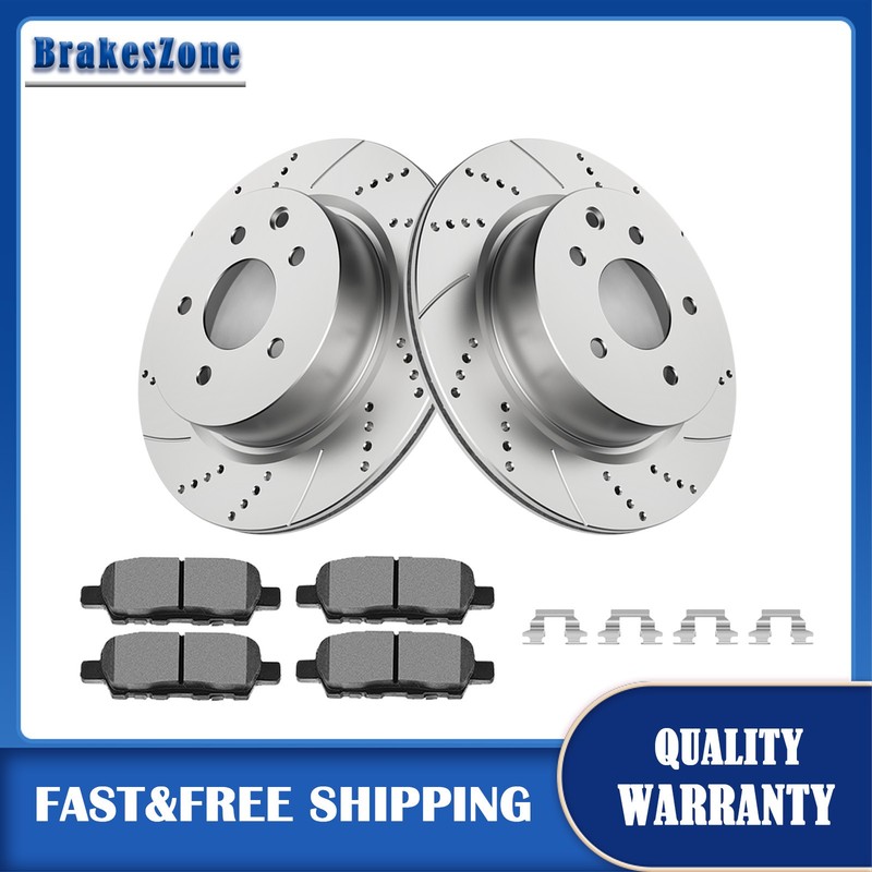 REAR Brake Rotors and Ceramic Brake Pads for Nissan Maxima 2009-2014 16-2019