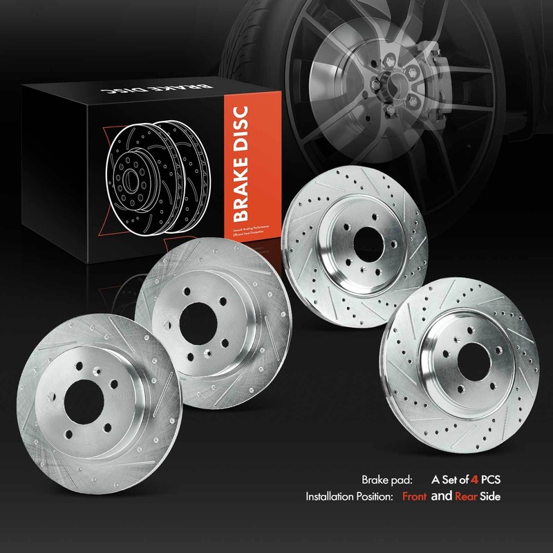 4x Front & Rear Drilled Brake Rotors for Buick Lucerne 06-11 Cadillac DTS 5-Lug gallery