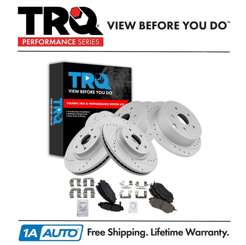 TRQ Front & Rear Ceramic Brake Pad & Performance Rotor Kit for Subaru WRX