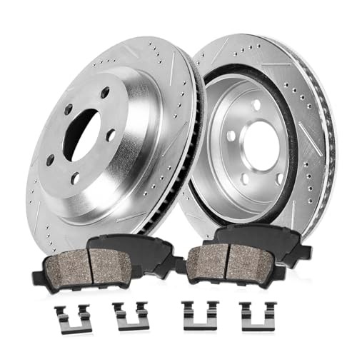CDS03742 REAR 264mm Drilled/Slotted 5 Lug [2] Rotors + Ceramic Pads + Clips [