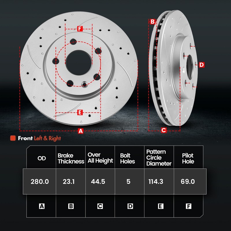 Front Drilled Rotors & Ceramic Brake Pads for Hyundai Elantra Veloster Kia Forte gallery