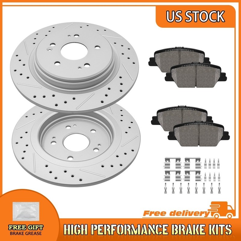 Rear Drilled Brake Rotors Ceramic Brake Pads For 2017 2018 2019-2023 Honda CR-V