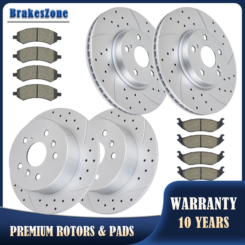 Front Rear Brake Rotors Pads Fit for Lincoln Zephyr 2006 Drilled Slotted Brakes