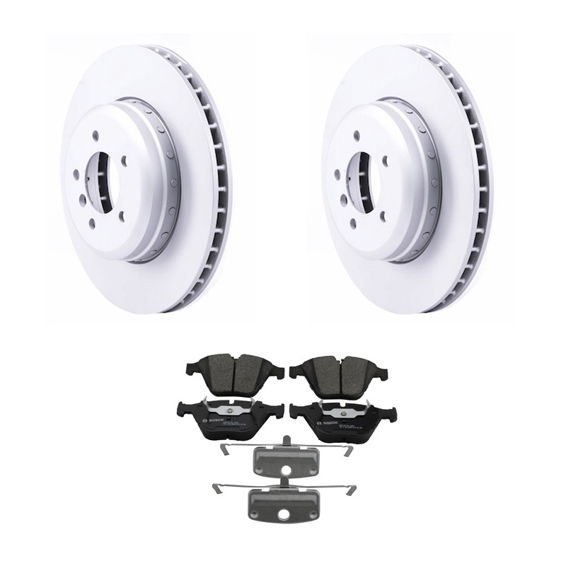Hella Front Rotors Bosch QuietCast Ceramic Disc Brake Pads Kit For E60 535i 545i
