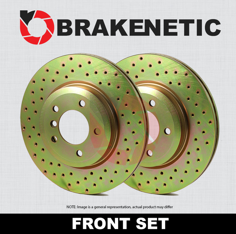 FRONT SET BRAKENETIC Sport Cross Drilled Brake Disc Rotors X5M X6M BNS34118.CD