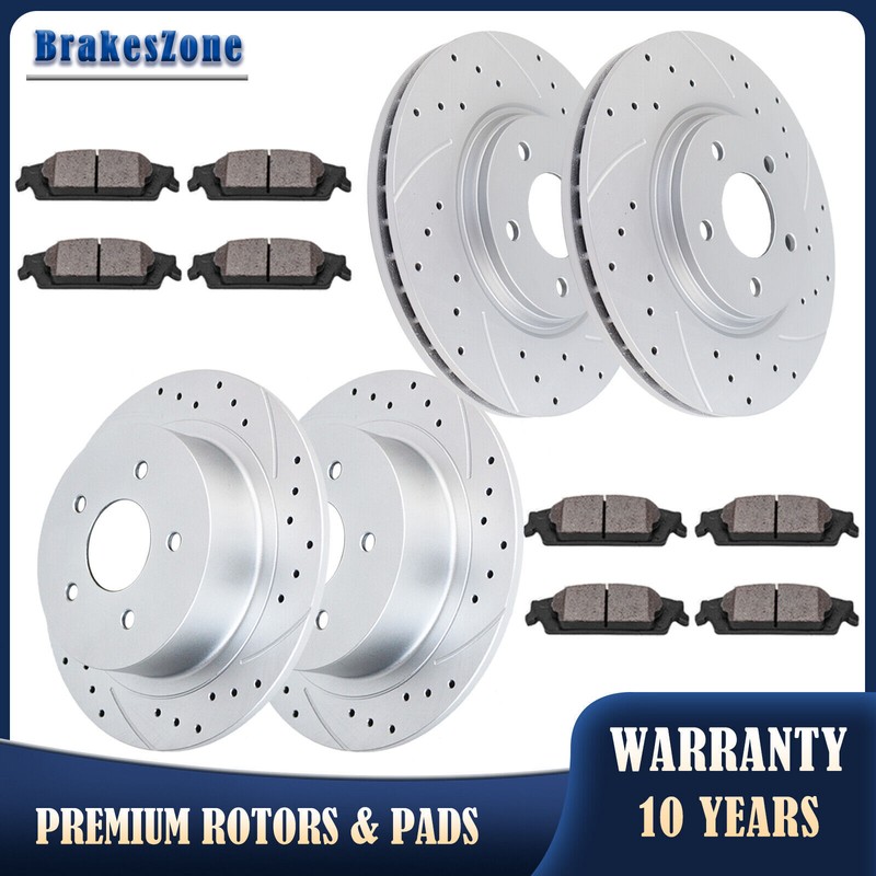 Front Rear Brake Rotors Pads fit for Pontiac G5 2007-2010 G6 2006-2008 Drilled