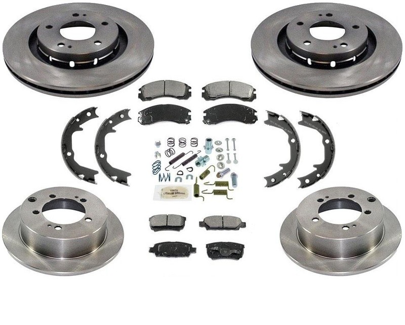 Front Rear Disc Brake Rotors Pads Shoes for Mitsubishi Outlander 2.4L 2005-2006