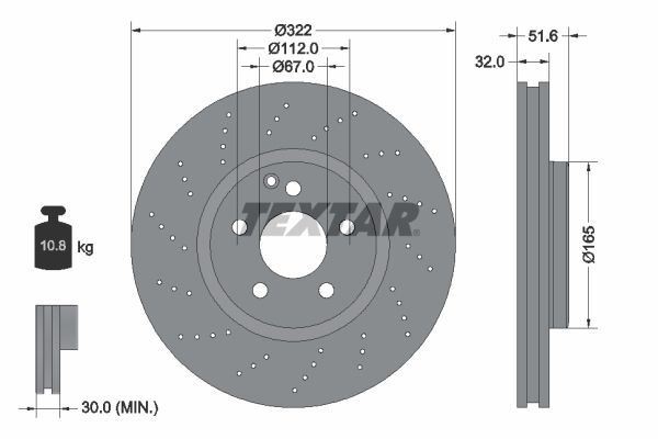2x Brake Discs Set Front Perforated Vented For Mercedes-Benz CLS TEXTAR 92277705 gallery