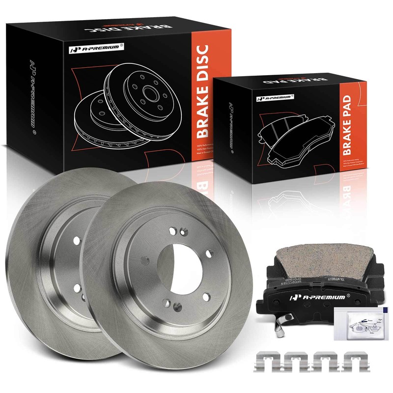 6Pcs Rear Disc Rotors & Ceramic Brake Pad for Hyundai Sonata Kia Optima Soul EV