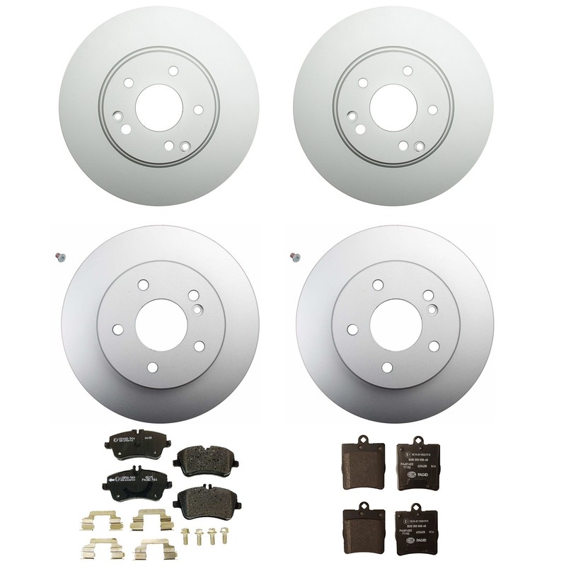 Hella Front & Rear Rotor Low-Met Disc Brake Pad Kit for W203 C240 C280 C320 C350