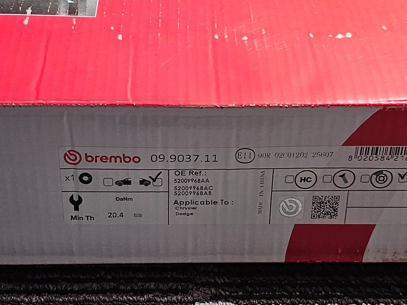 (QTY 2) Brembo 09.9037.11 Disc Brake Rotor For 02-23 Chrysler Dodge Ram Models gallery