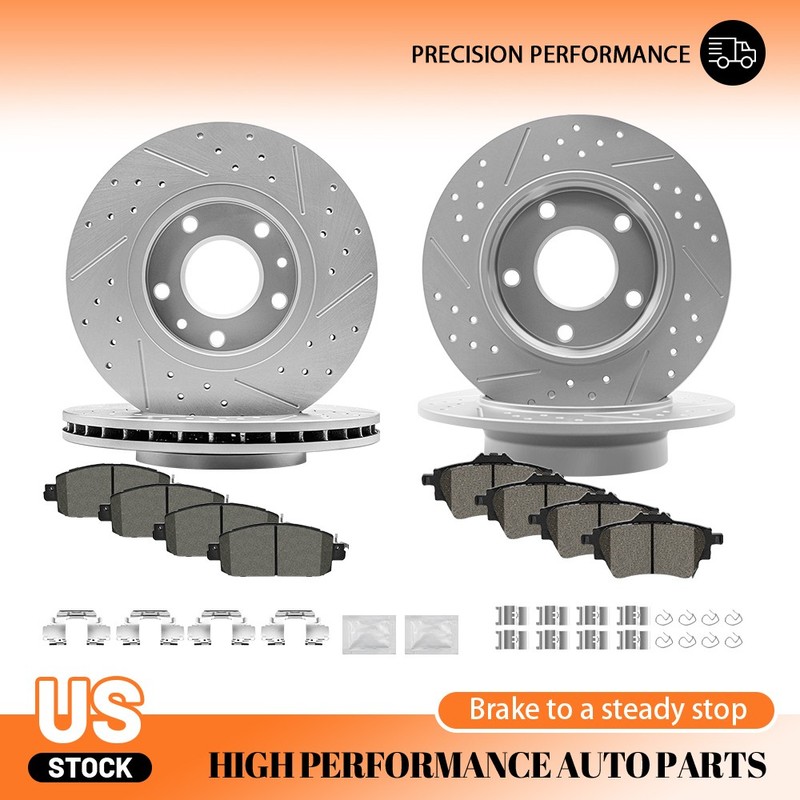 280mm Front 260mm Rear Drilled Disc Rotor Brake Pads for 2020-2024 Nissan Sentra