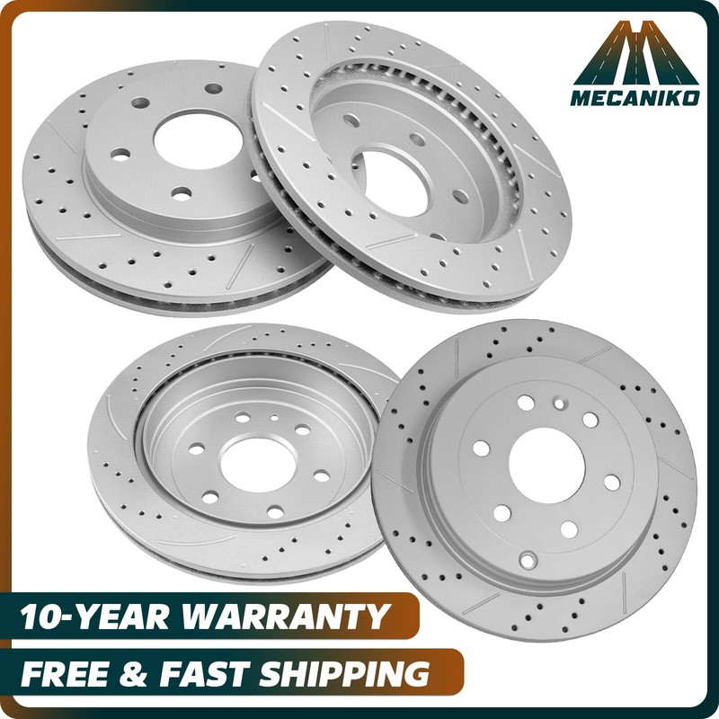 Front & Rear Drilled Brake Rotors Set of 4 for Chevy Traverse Buick Enclave