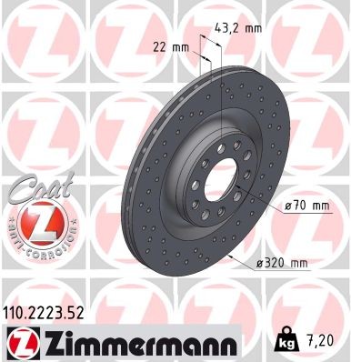 Zimmermann 110.2223.52 Brake Disc for Alfa Romeo gallery