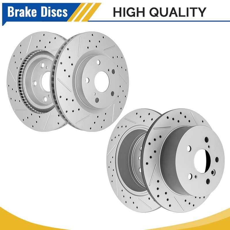 Front & Rear Drilled Brake Rotors For Lexus ES350 Toyota Avalon Camry 2007-2011